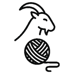 Goat and ball of yarn line illustration
