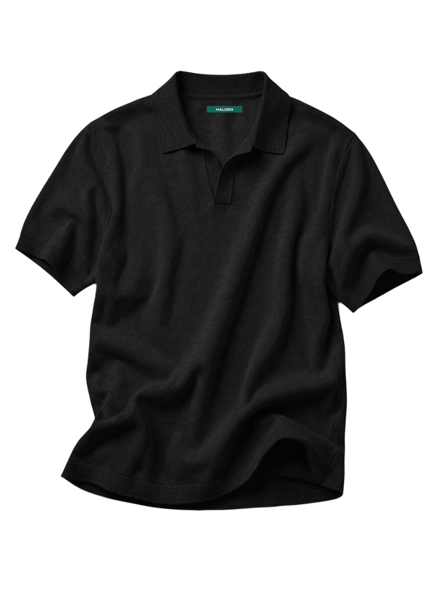 Pique Polo in Black